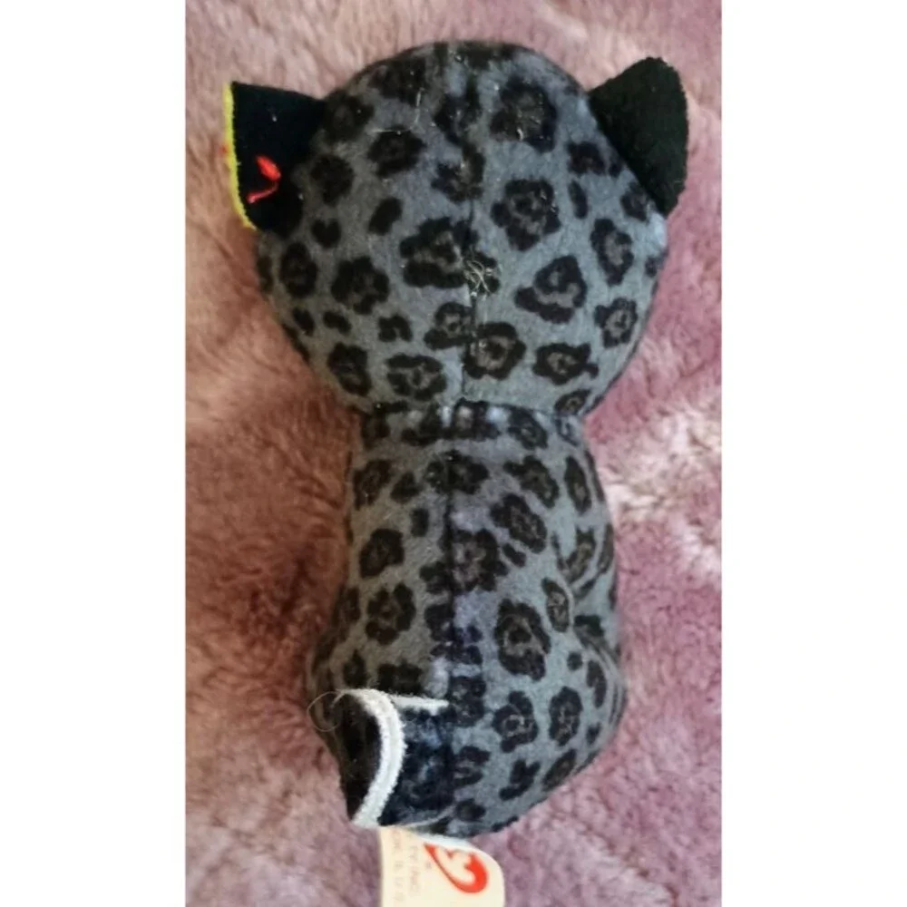 Ty Beanie Boos Dotson Gray Jaguar Cat Plush 2021 Green Glitter Eyes Mini Stuffed
